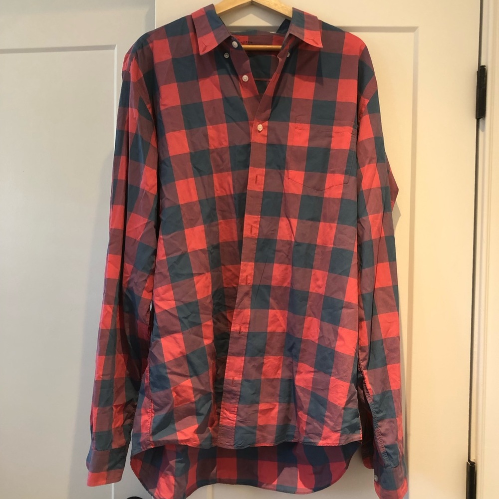 JCrew Pink and Blue Check Shirt